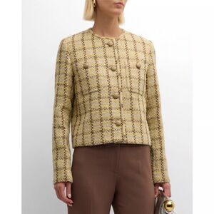 Lafayette 148 New York Yellow and Brown Plaid Blazer
